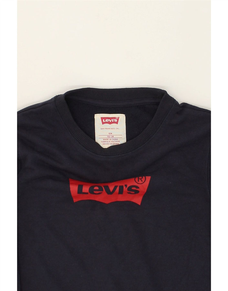 LEVI'S Boys Graphic Sweatshirt Jumper 11-12 Years Navy Blue | Vintage Levi's | Thrift | Second-Hand Levi's | Used Clothing | Messina Hembry 