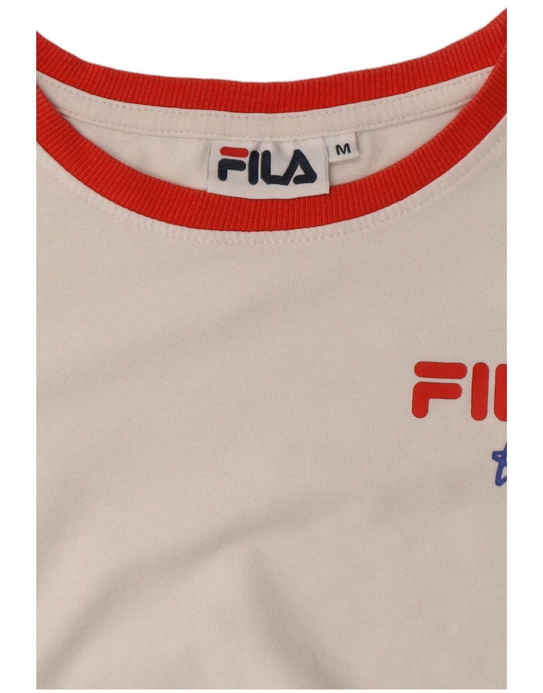 FILA Womens Crop T-Shirt Top UK 14 Medium White