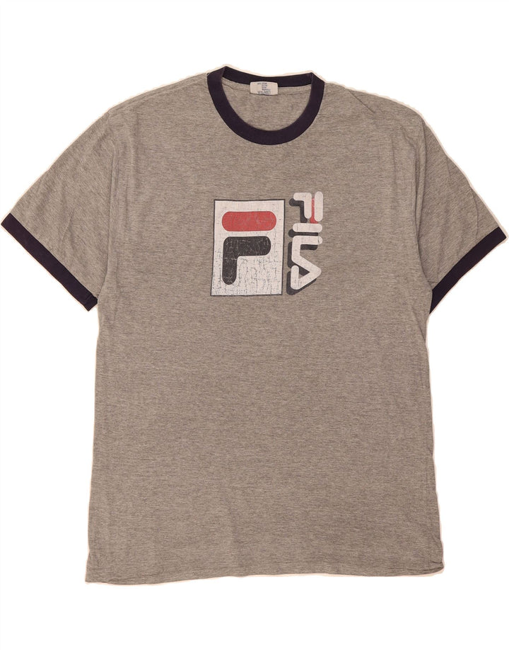 FILA Mens Graphic T-Shirt Top Large Grey Cotton Vintage Fila and Second-Hand Fila from Messina Hembry 