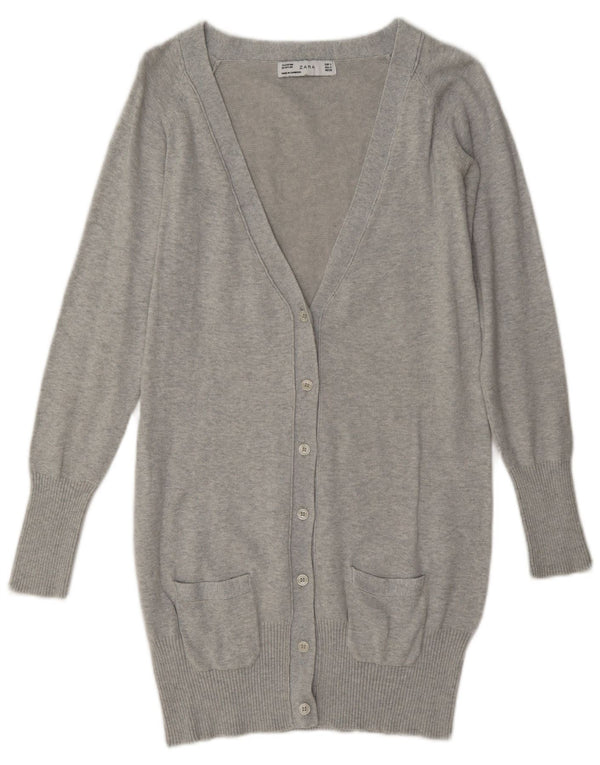 Zara Womens Cardigan Sweater UK 10 Small Grey Cotton