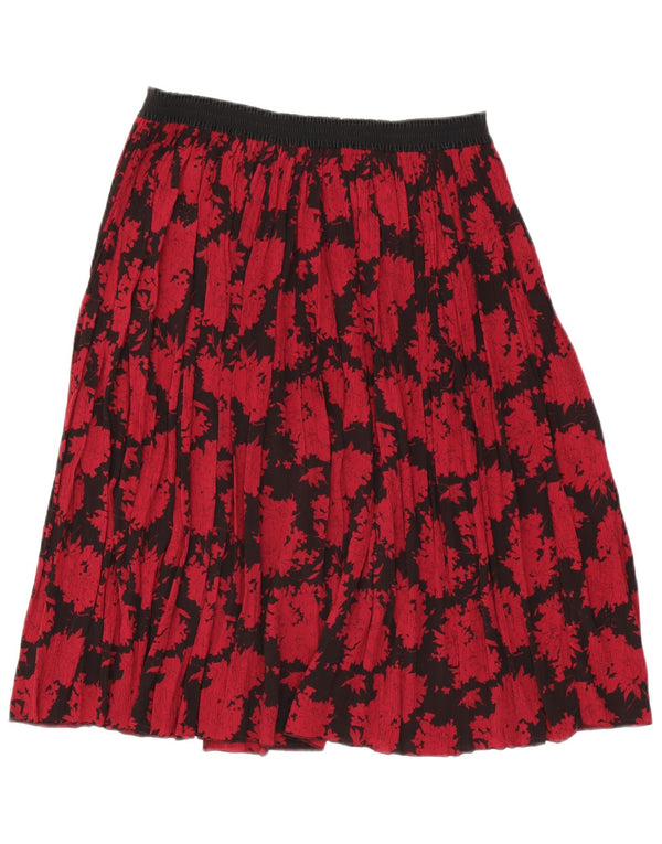 Vintage Womens A-Line Skirt W30 Medium Red Floral Polyester