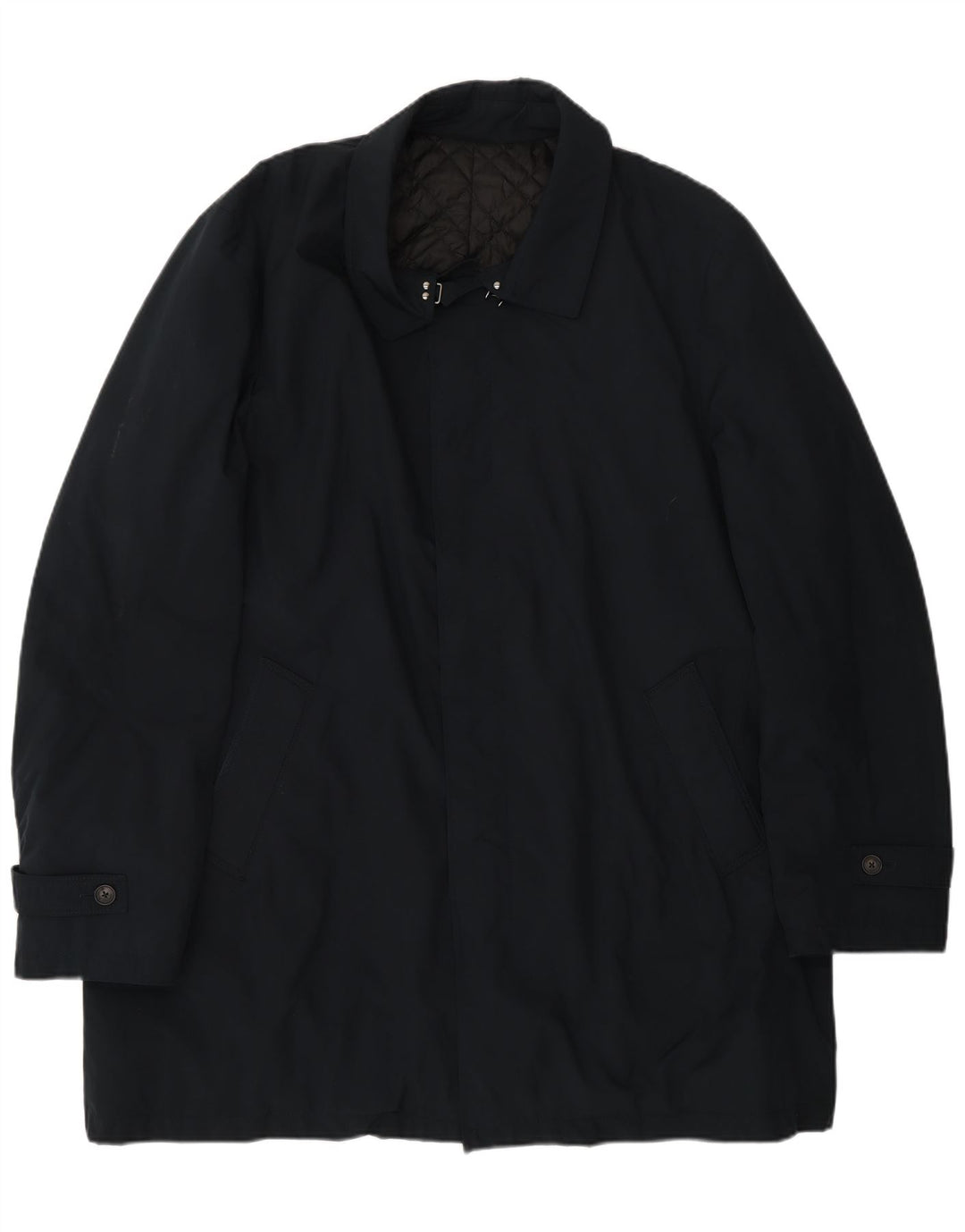 Borsalino Mens Raincoat IT 56 3XL Navy Blue Polyester Classic