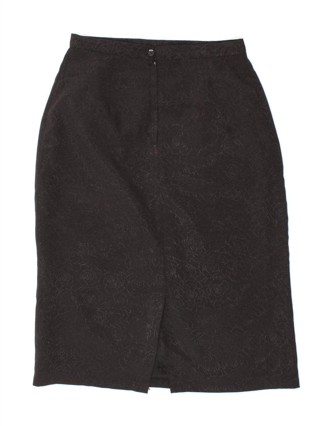 VINTAGE Womens Pencil Skirt UK 14 Medium W28 Black Floral Polyester Vintage Vintage and Second-Hand Vintage from Messina Hembry 