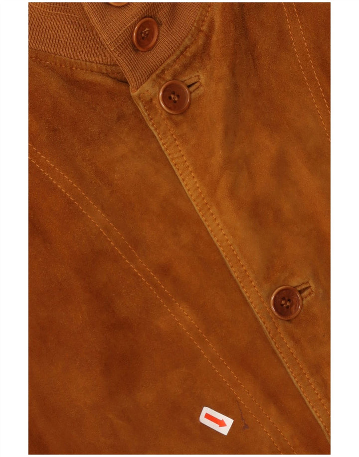 VINTAGE Mens Suede Bomber Jacket UK 42 XL Brown