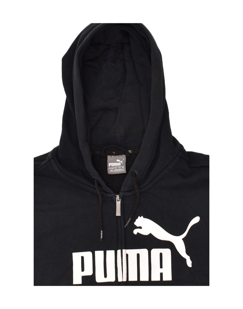 PUMA Mens Graphic Hoodie Jumper Medium Black | Vintage Puma | Thrift | Second-Hand Puma | Used Clothing | Messina Hembry 