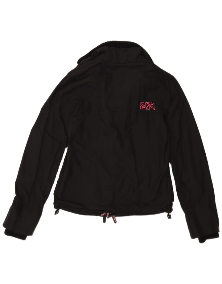 Superdry Womens Rain Jacket UK 10 Small Black Nylon