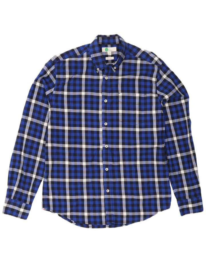 Boden Mens Regular Fit Flannel Shirt Medium Blue Check Cotton