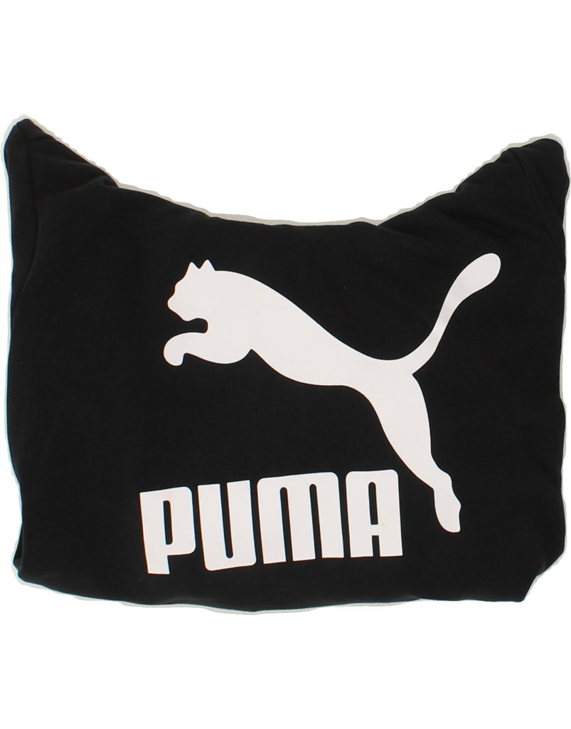 PUMA Womens Graphic Hoodie Jumper UK 14 Medium Black Cotton | Vintage Puma | Thrift | Second-Hand Puma | Used Clothing | Messina Hembry 