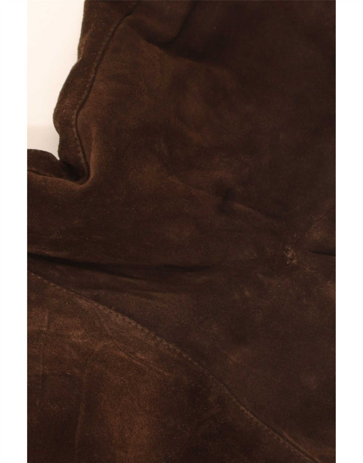 Vintage Mens Sherpa Suede Bomber Jacket UK 36 Small Brown
