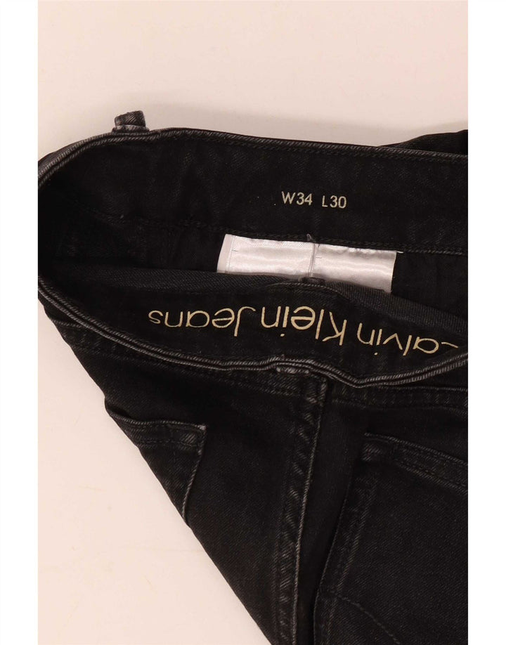 Calvin Klein Mens Straight Jeans W34 L30 Black Cotton