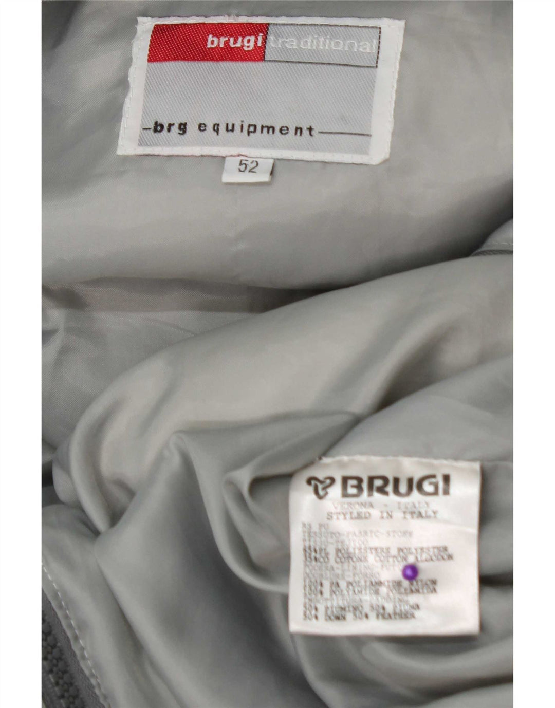 Brugi Mens Hooded Padded Jacket IT 52 XL Grey Polyester
