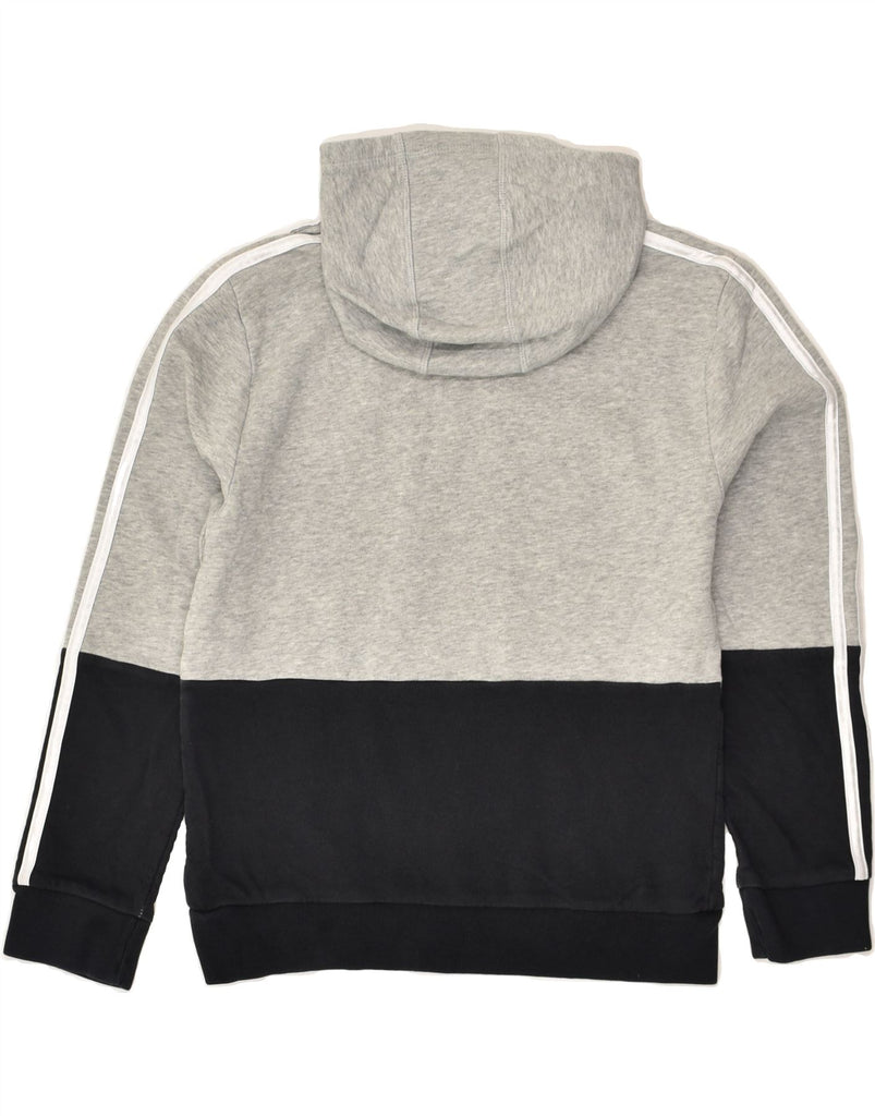 ADIDAS Boys Graphic Hoodie Jumper 10-11 Years Grey Colourblock Cotton | Vintage Adidas | Thrift | Second-Hand Adidas | Used Clothing | Messina Hembry 