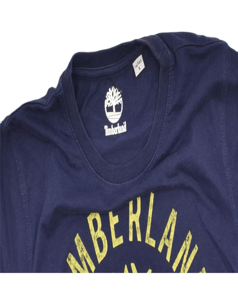 TIMBERLAND Boys Graphic T-Shirt Top 13-14 Years Small Navy Blue Cotton | Vintage | Thrift | Second-Hand | Used Clothing | Messina Hembry 