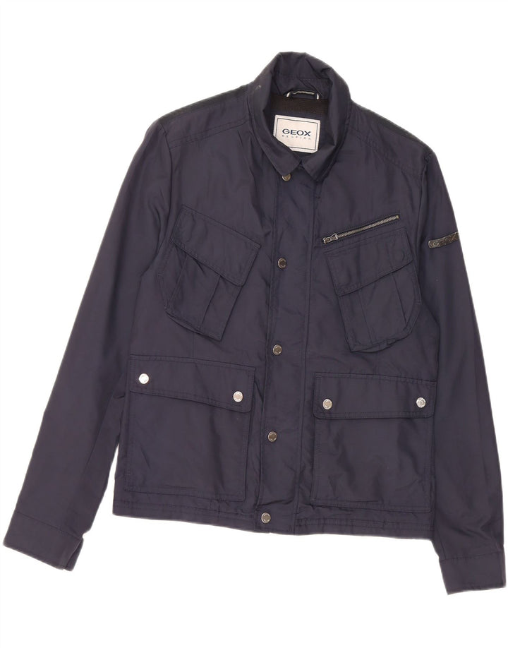 GEOX RESPIRA Mens Utility Jacket UK 36 Small Navy Blue Polyamide