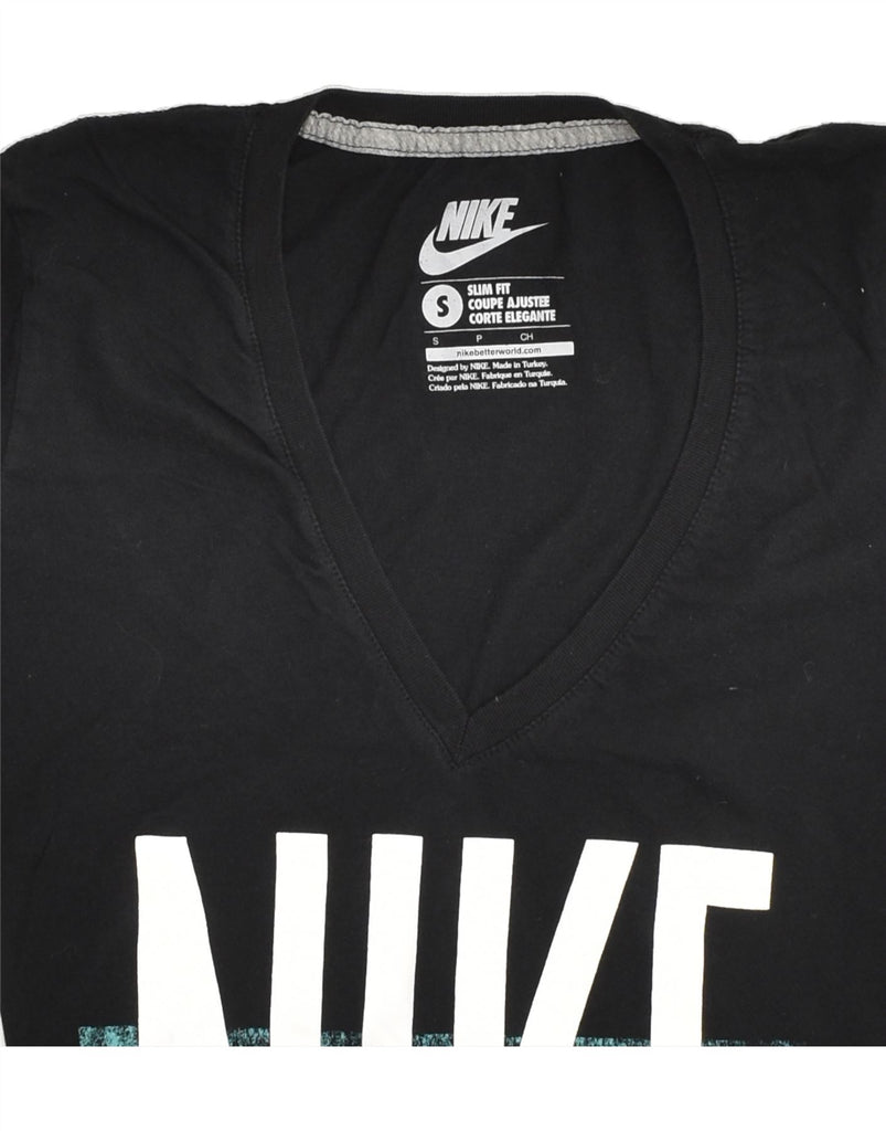 NIKE Womens Graphic T-Shirt Top UK 8 Small Black Cotton | Vintage Nike | Thrift | Second-Hand Nike | Used Clothing | Messina Hembry 