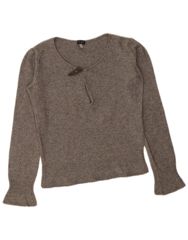Armani Jeans Womens Boat Neck Jumper Sweater UK 10 Small Grey Flecked Wool