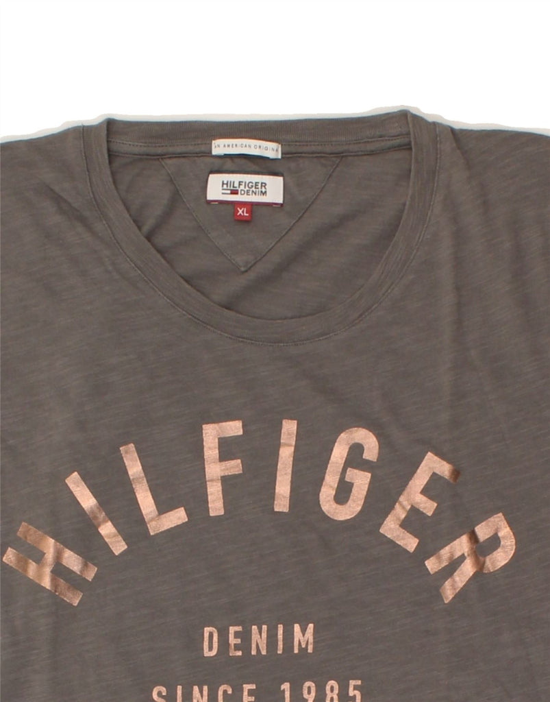 TOMMY HILFIGER Womens Graphic T-Shirt Top UK 18 XL Grey | Vintage Tommy Hilfiger | Thrift | Second-Hand Tommy Hilfiger | Used Clothing | Messina Hembry 