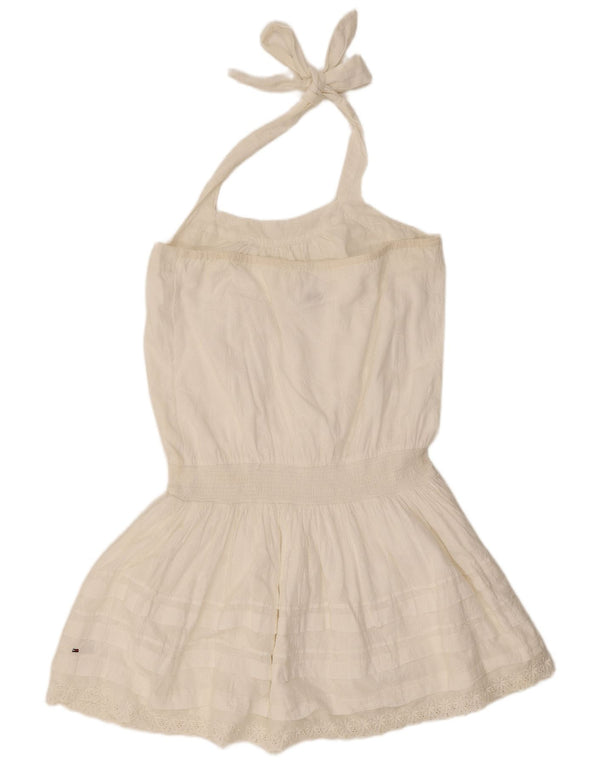 Tommy Hilfiger Womens Mini Halter Dress UK 12 Medium White Floral Cotton