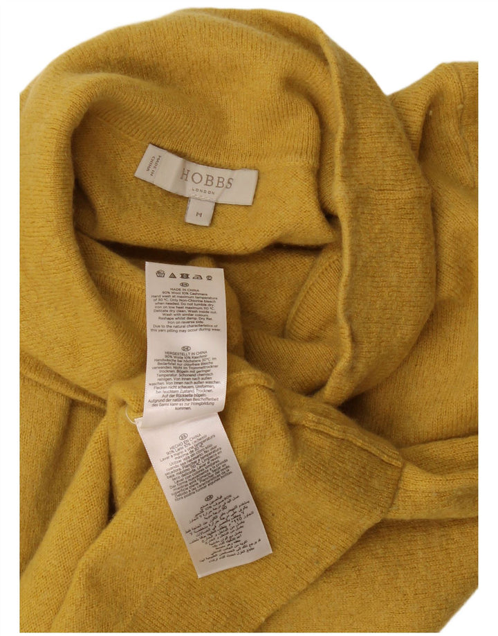 Hobbs Womens Crop Turtle Neck Jumper Sweater UK 12 Medium Yellow Wool