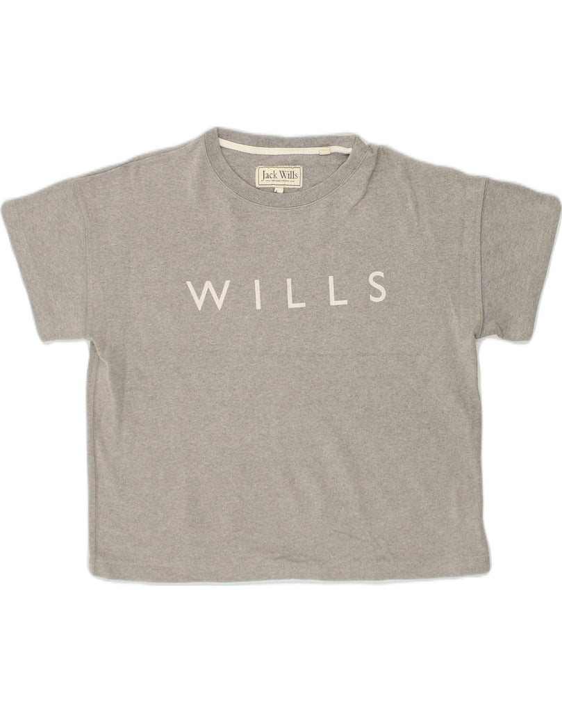 JACK WILLS Womens Graphic T-Shirt Top UK 12 Medium Grey Cotton | Vintage Jack Wills | Thrift | Second-Hand Jack Wills | Used Clothing | Messina Hembry 