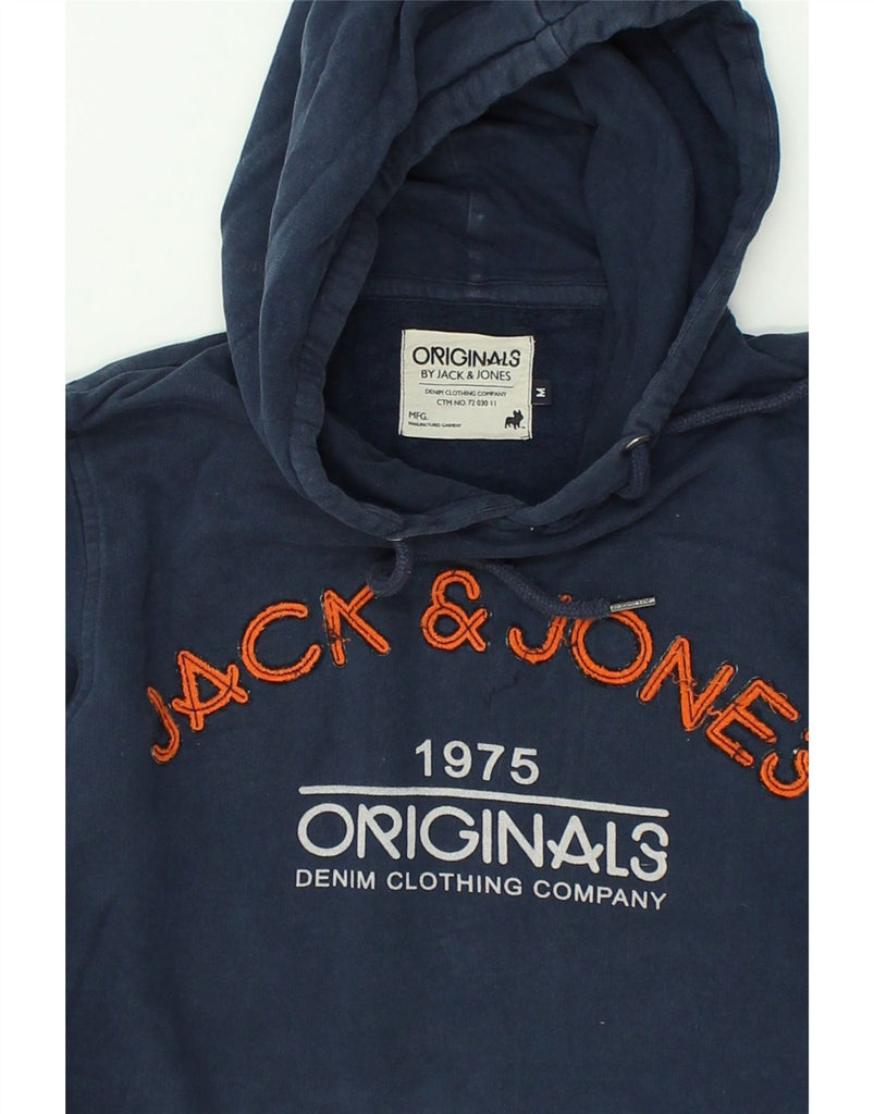 JACK & JONES Mens Graphic Hoodie Jumper Medium Navy Blue Cotton | Vintage Jack & Jones | Thrift | Second-Hand Jack & Jones | Used Clothing | Messina Hembry 