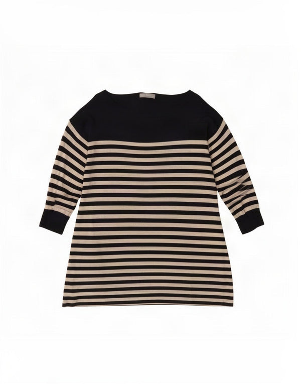 Marks & Spencer Womens Portfolio Top 3/4 Sleeve UK 18 XL Navy Blue Striped