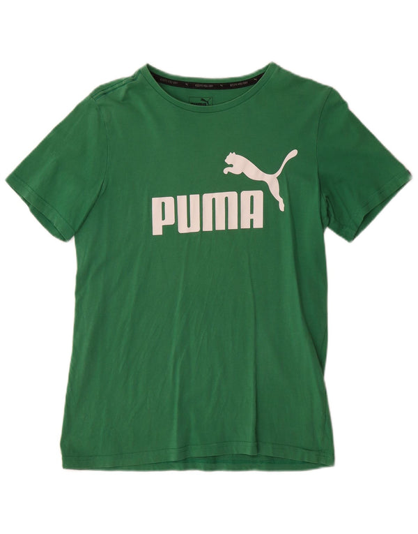 Puma Boys Graphic T-Shirt Top 13-14 Years Green Cotton