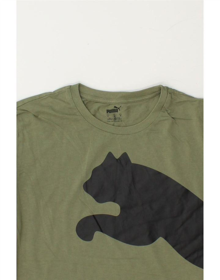 PUMA Mens Graphic T-Shirt Top Medium Green Cotton Vintage Puma and Second-Hand Puma from Messina Hembry 
