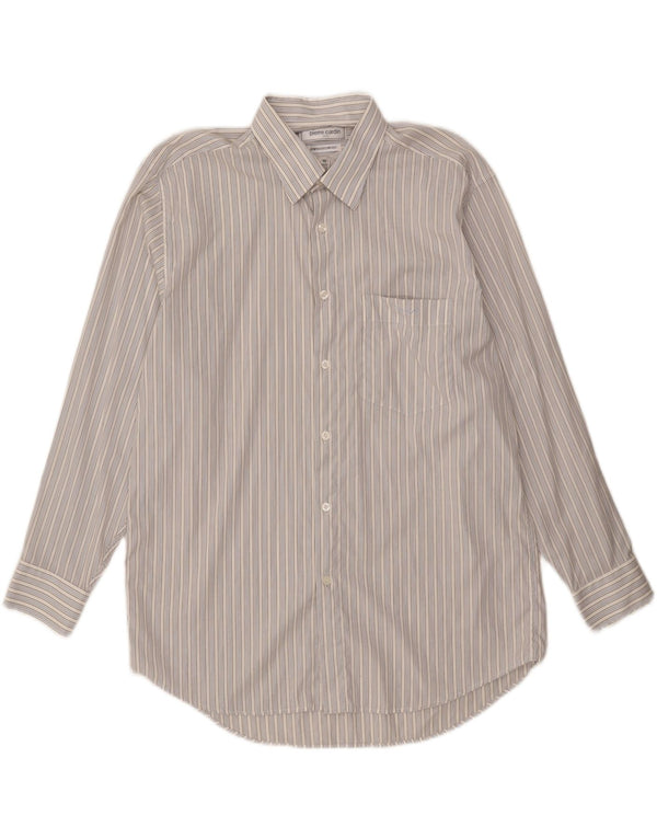Pierre Cardin Mens Shirt XL Blue Striped Cotton
