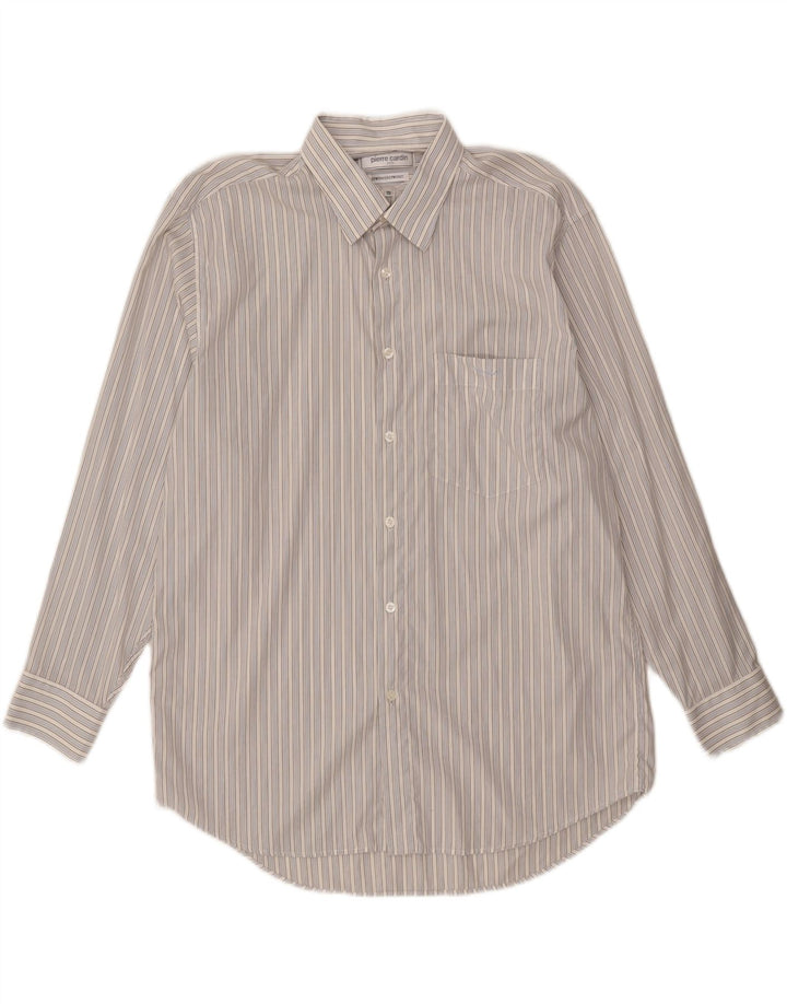 Pierre Cardin Mens Shirt XL Blue Striped Cotton
