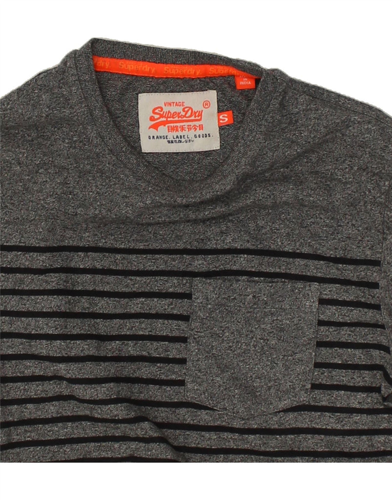 SUPERDRY Mens Top Long Sleeve Small Grey Striped Cotton | Vintage Superdry | Thrift | Second-Hand Superdry | Used Clothing | Messina Hembry 