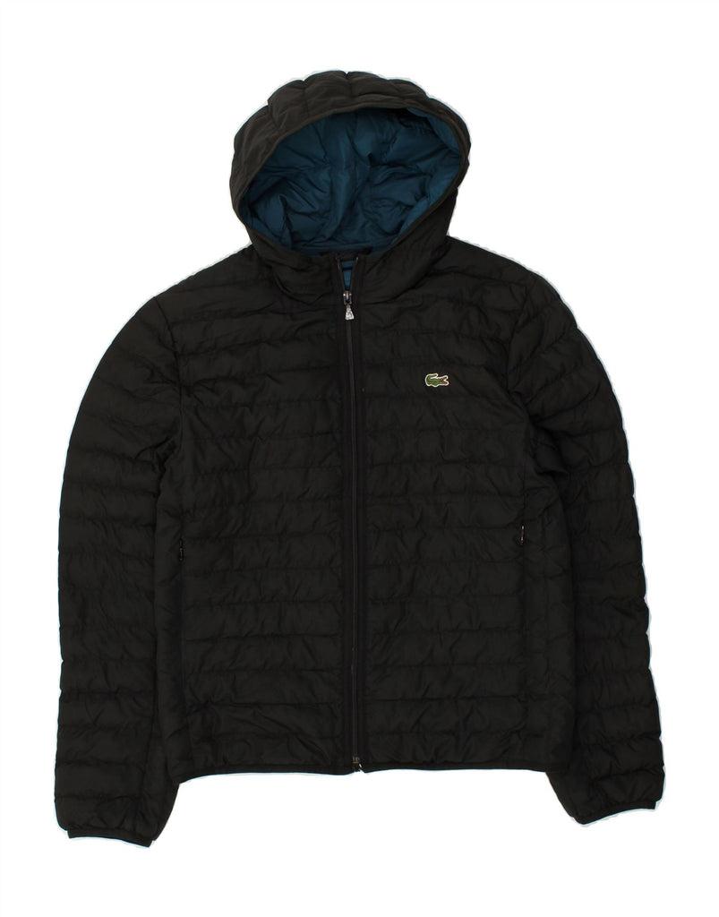 LACOSTE Womens Hooded Padded Jacket EU 48 Medium Black Polyester | Vintage Lacoste | Thrift | Second-Hand Lacoste | Used Clothing | Messina Hembry 