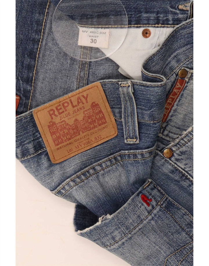 Replay Mens Straight Jeans W30 L27 Blue Cotton