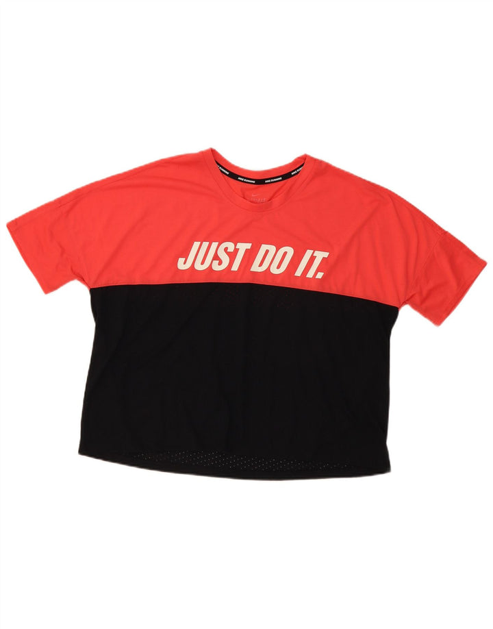 Nike Womens Oversized Graphic T-Shirt Top UK 16 Large Red Colourblock