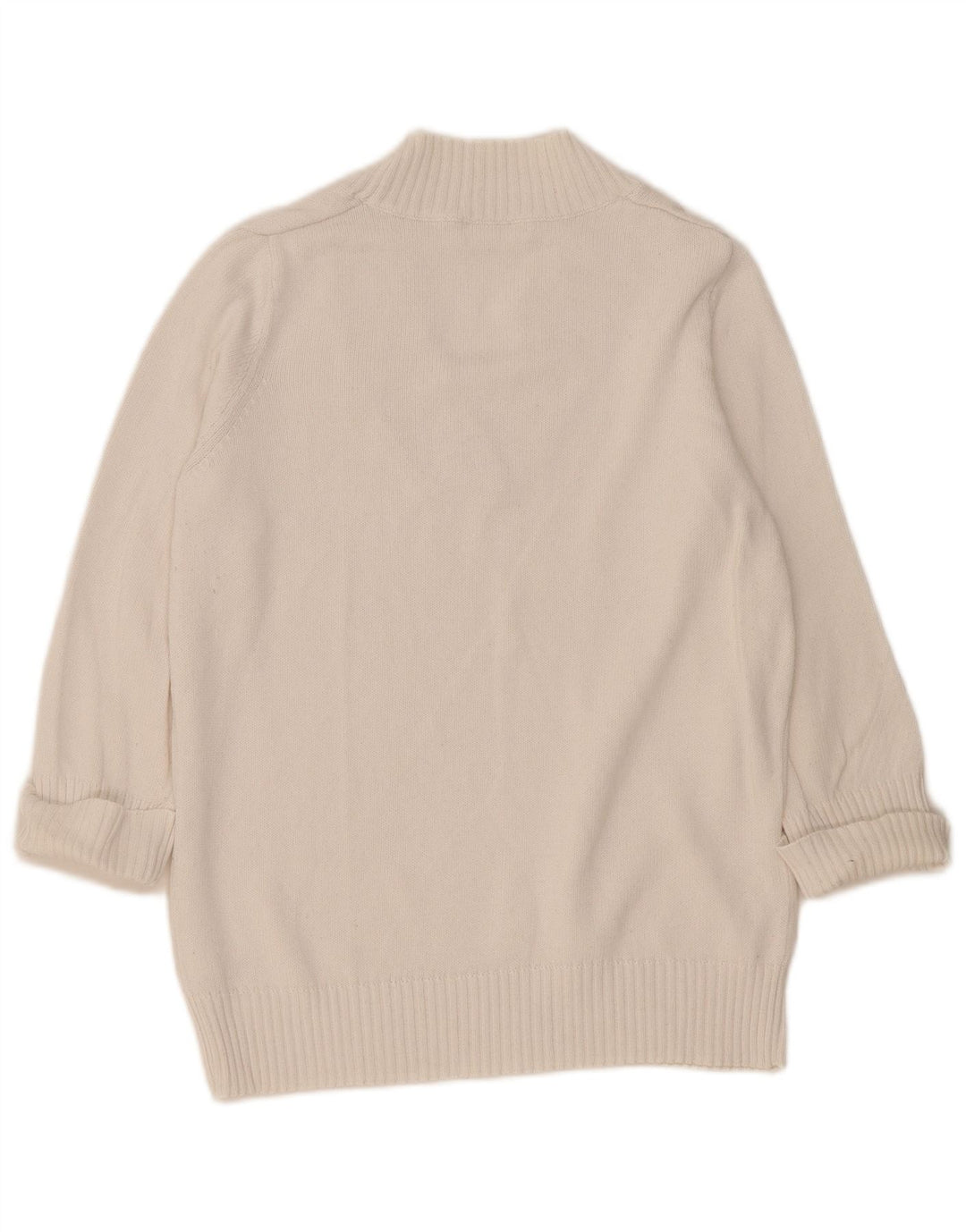 Marks & Spencer Womens V-Neck Jumper Sweater UK 16 Large White Cotton