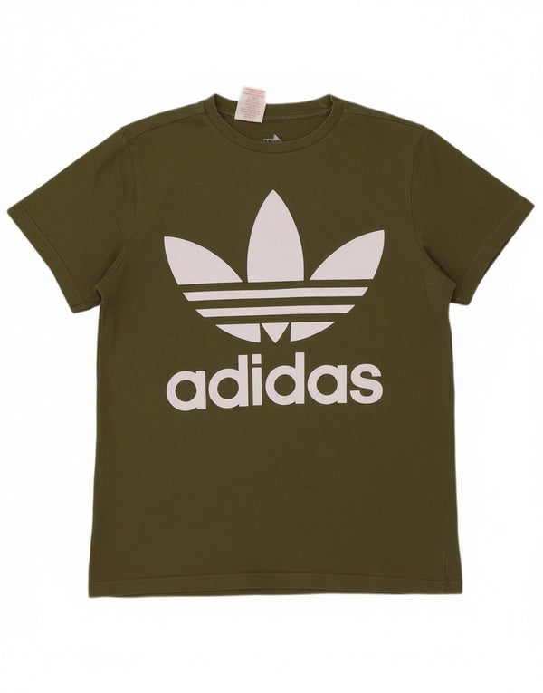 Adidas Boys Graphic T-Shirt Top 13-14 Years Khaki Cotton