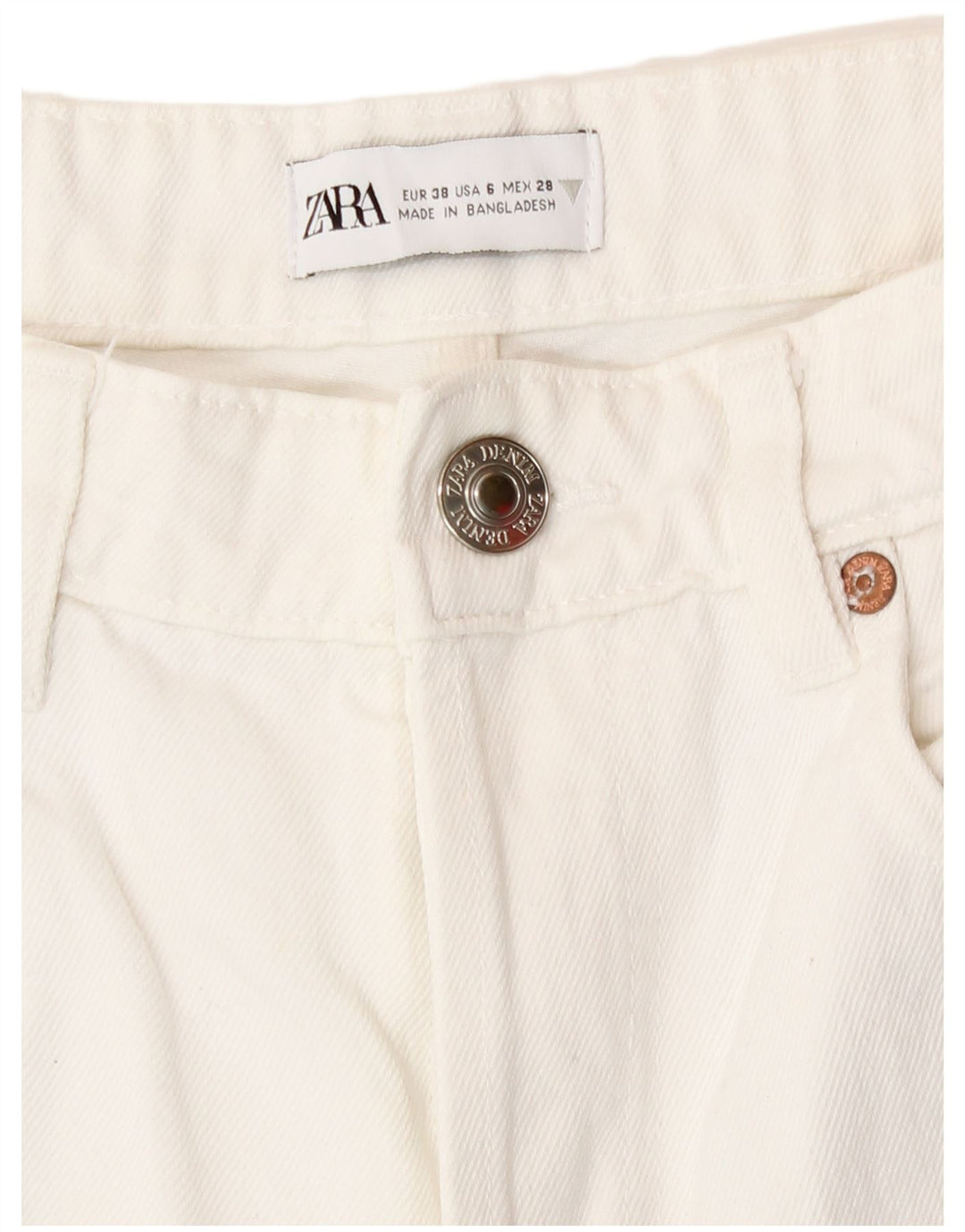 Zara Womens Straight Jeans EU 38 Small W28 L26 White Cotton