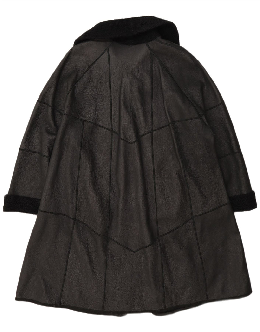 Vintage Womens Oversized Shearling Coat UK 12 Medium Black