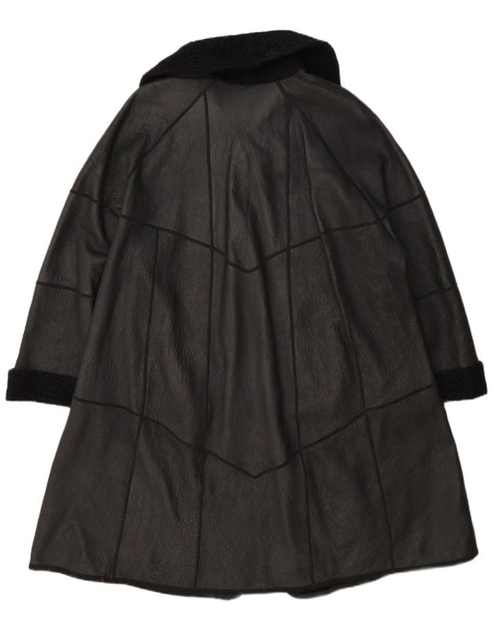 Vintage Womens Oversized Shearling Coat UK 12 Medium Black