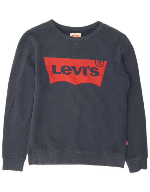 Levi's Boys Graphic Hoodie Jumper 15-16 Years Navy Blue Cotton