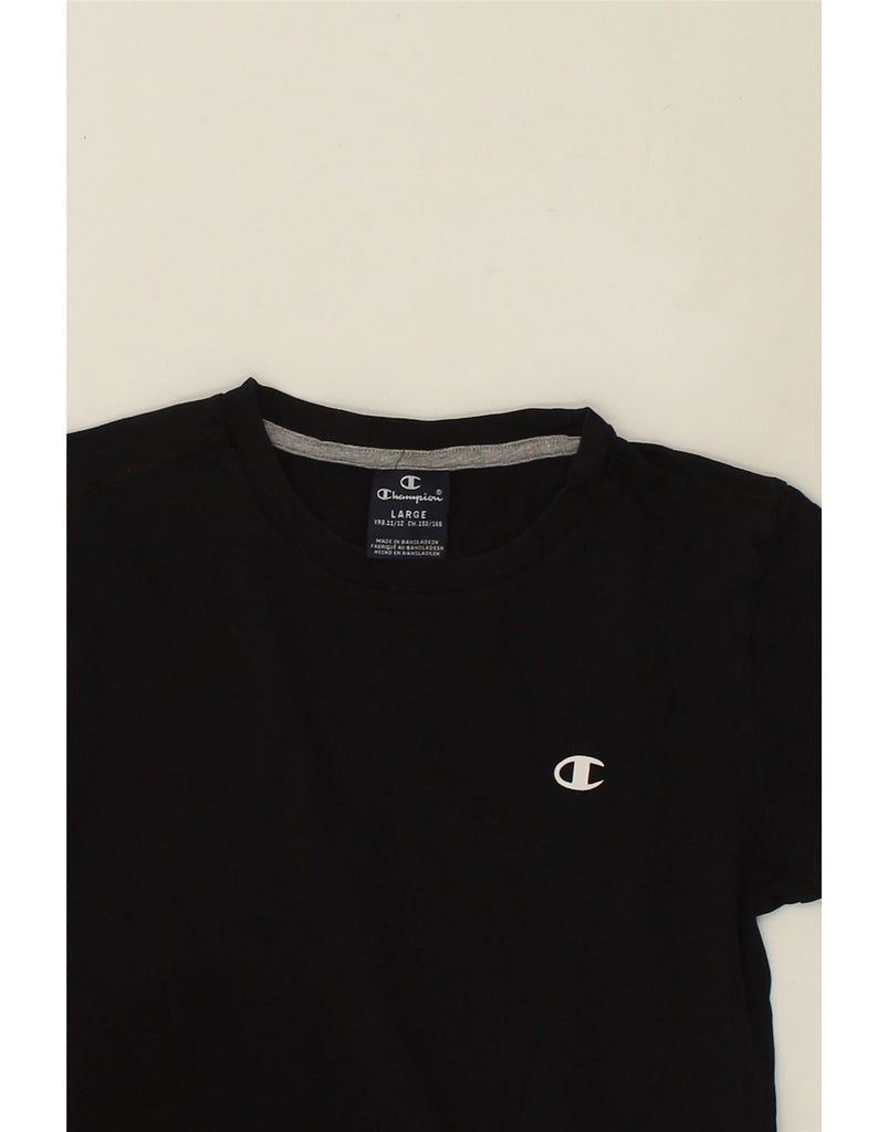 CHAMPION Boys T-Shirt Top 11-12 Years Large Black Cotton | Vintage Champion | Thrift | Second-Hand Champion | Used Clothing | Messina Hembry 
