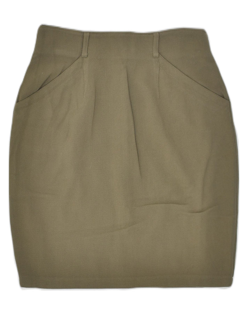 BENETTON Womens Pencil Skirt IT 44 Medium W27 Khaki Wool | Vintage Benetton | Thrift | Second-Hand Benetton | Used Clothing | Messina Hembry 