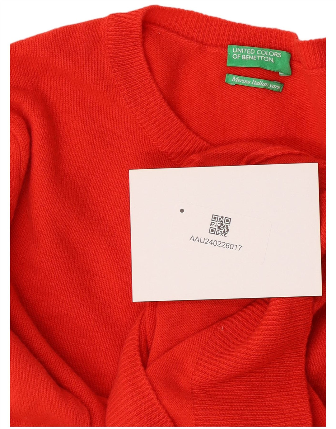 Benetton Womens Crew Neck Jumper Sweater UK 12 Medium Red Virgin Wool