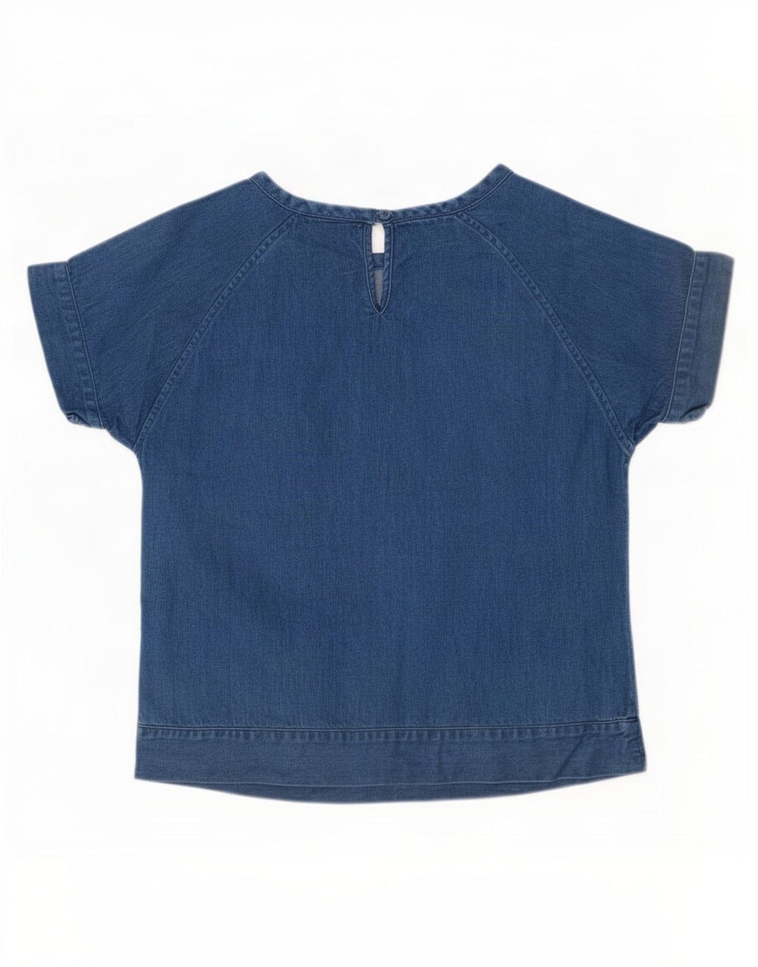Marks & Spencer Womens Denim Blouse Top UK 12 Medium Blue Cotton