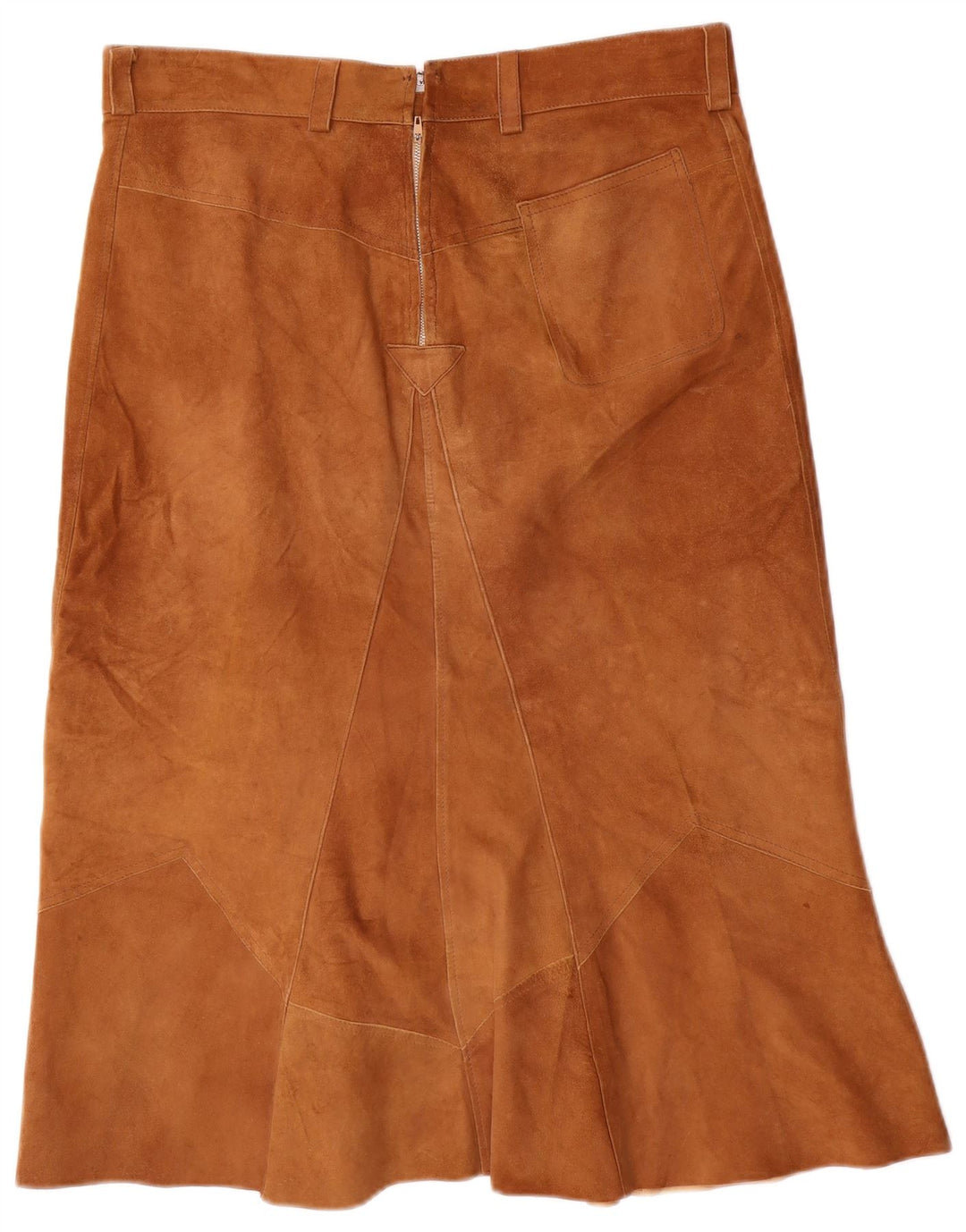 VINTAGE Womens Suede A-Line Skirt W32 Large Brown