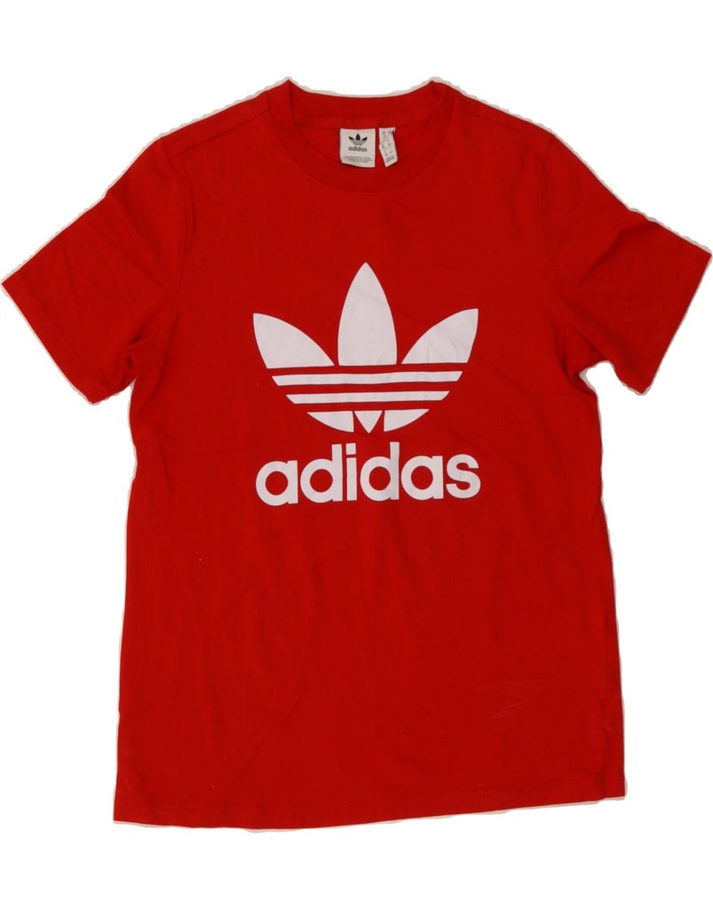 ADIDAS Womens Graphic T-Shirt Top UK 12 Medium Red Vintage Adidas and Second-Hand Adidas from Messina Hembry 