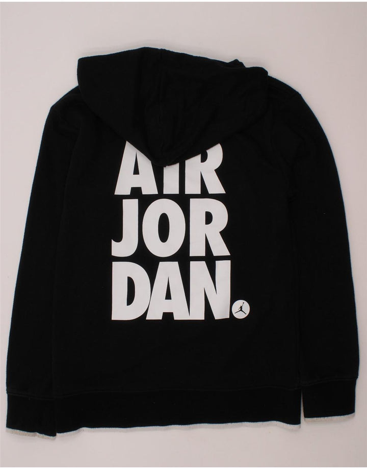 JORDAN Boys Graphic Hoodie Jumper 12-13 Years Large Black Cotton