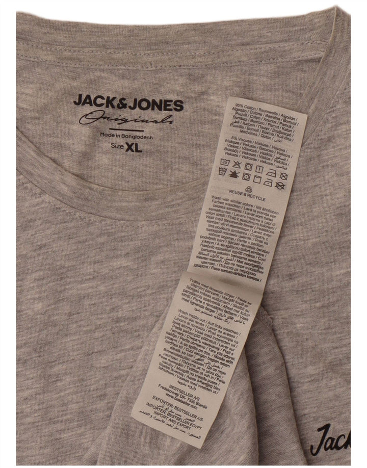 JACK & JONES Mens Originals T-Shirt Top XL Grey Cotton