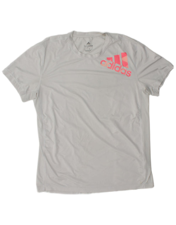 ADIDAS Mens Aeroready Graphic T-Shirt Top Large Grey Polyester