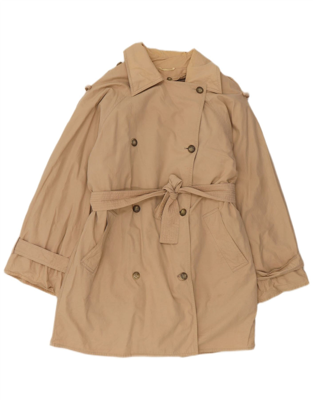 Vintage Womens Weekend Oversized Trench Coat UK 8 Small  Beige Cotton